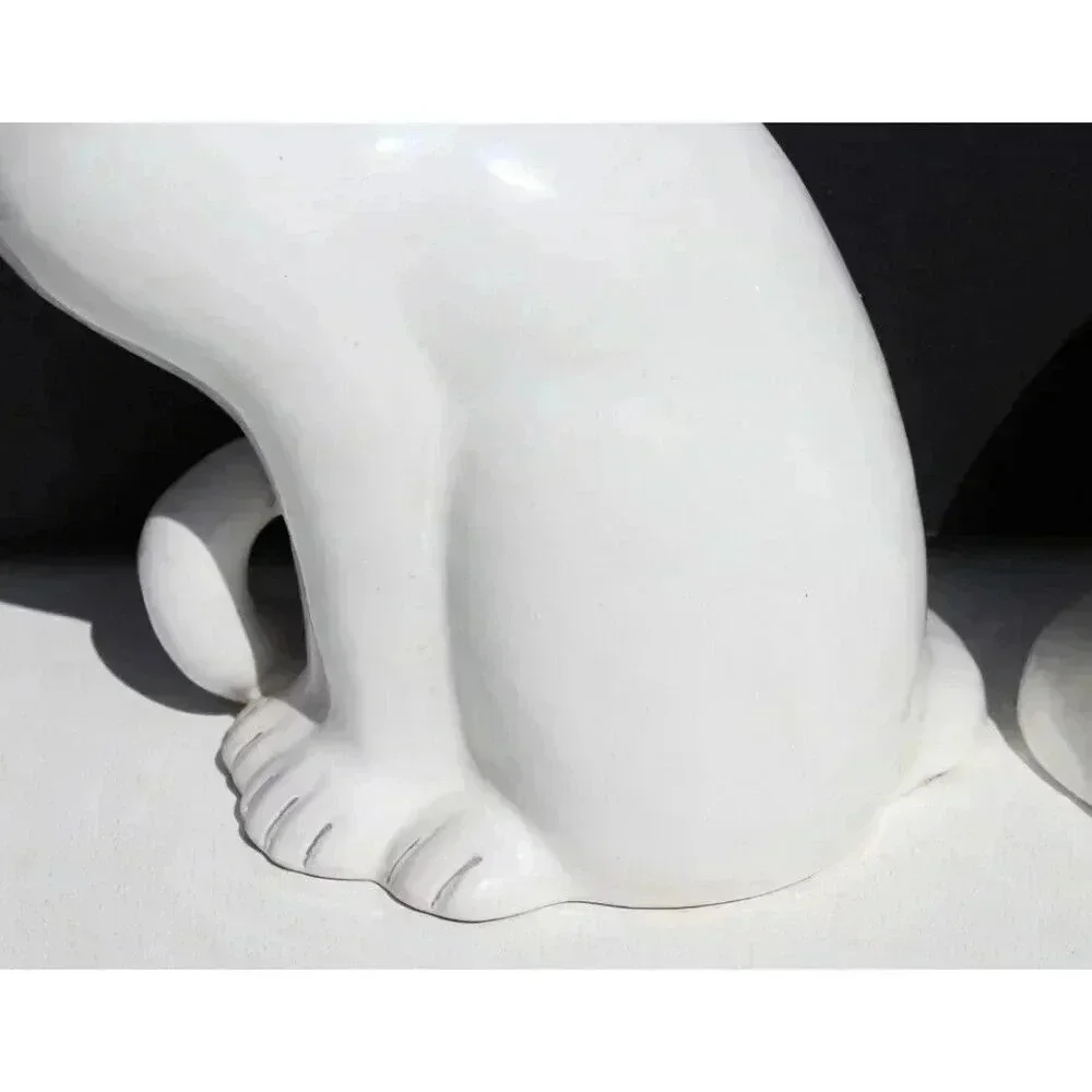Vtg Ceramic Italian Him / Her White Cats Kitty Pair Set Figurine Sculpture Italy